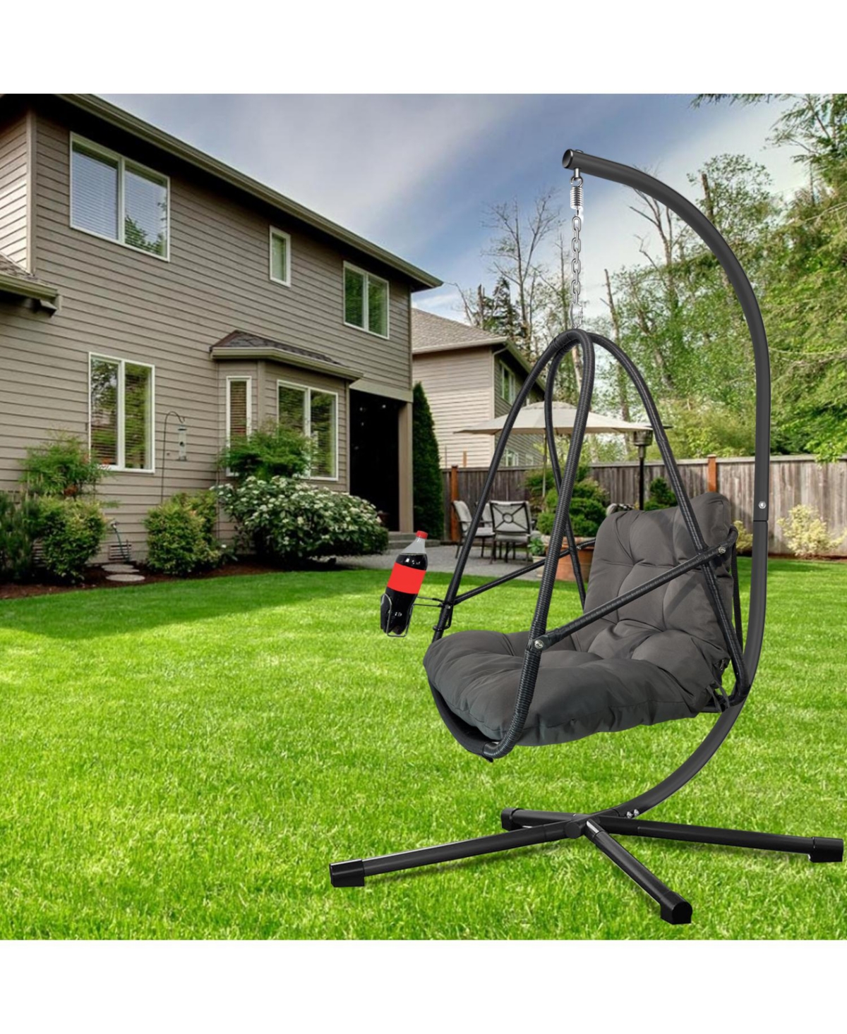 Streamdale Furniture Wicker Egg Chair with Stand & Cushion