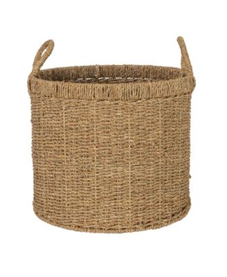 Round Seagrass Basket with Handles, Natural