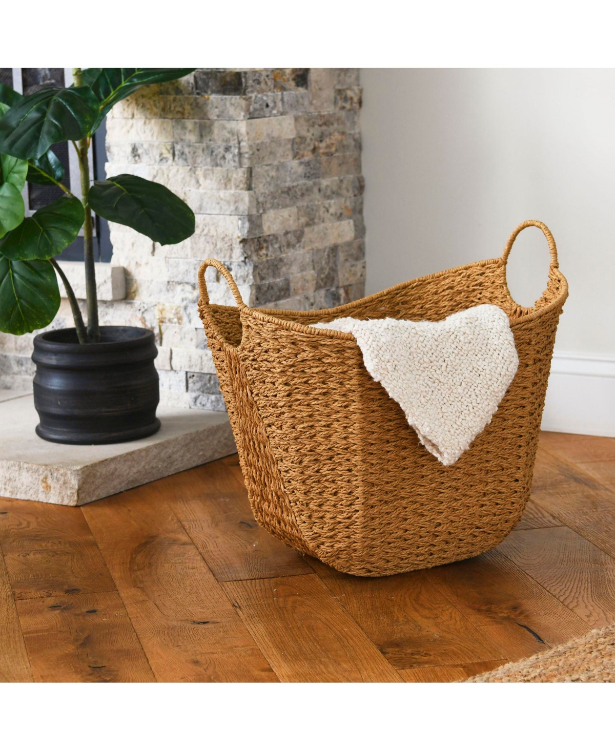 Household Essentials Paper Rope Basket With Handles