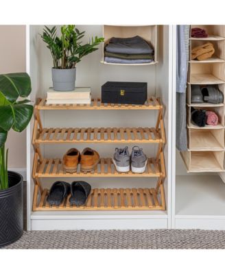 bamboo Folding Shoe Rack, Natural