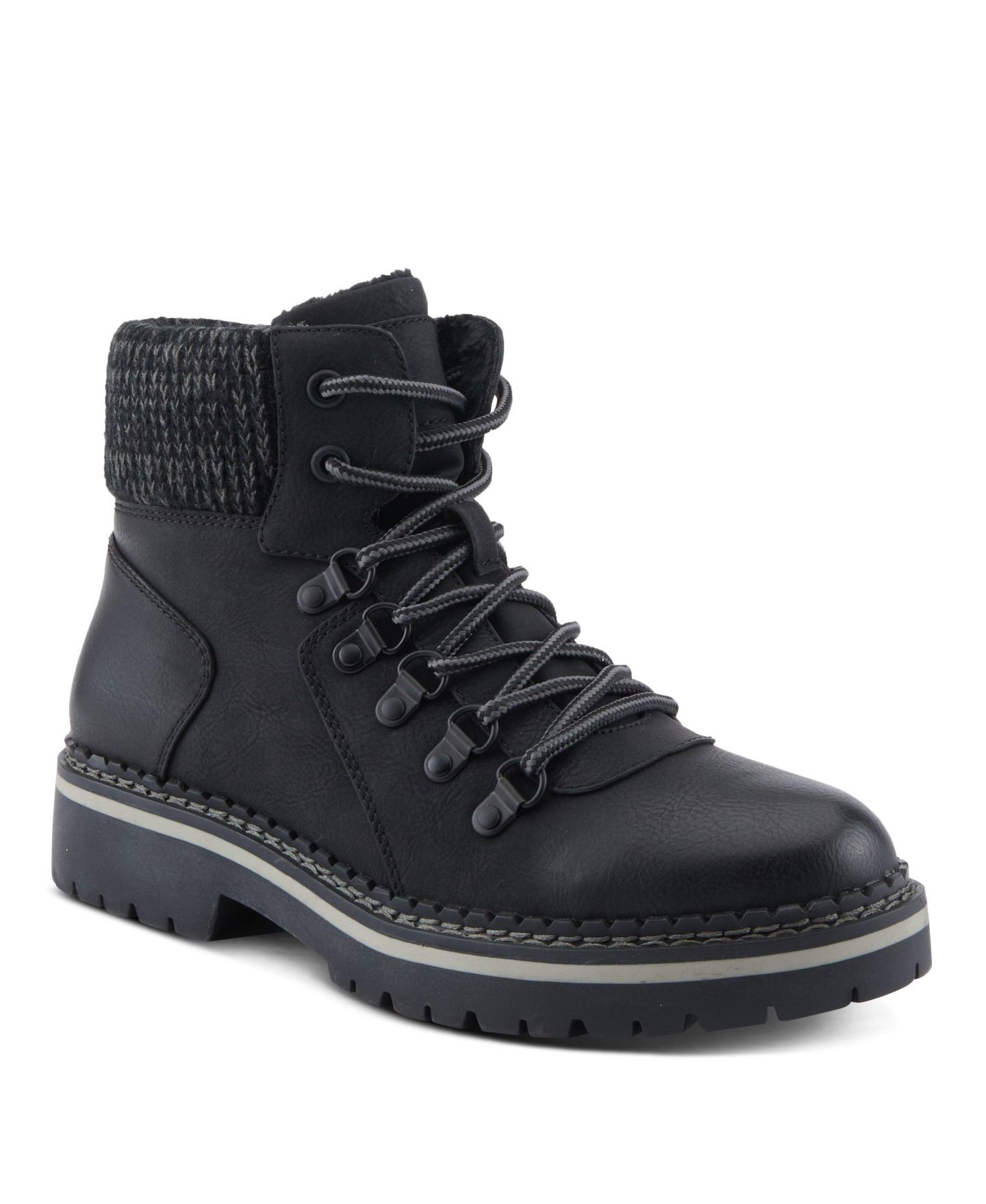 Женские ботинки Patrizia Hiker-Inspired Sweater Collar Lug Sole Boot, цвет: Чёрный — фото 1