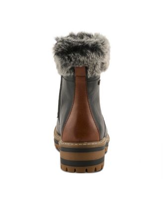 Canario Women's Faux Leather , Water-Resistant Ankle Boot With Zipper Closure and Faux Fur Lining