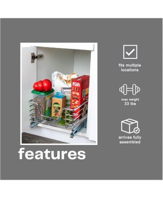 Glidez 11.5" W Steel Pull-Out Storage Organizer, 1-Tier Design, Chrome