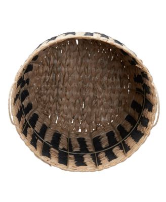 Cattail and Paper Pillar Basket, Natural and Black