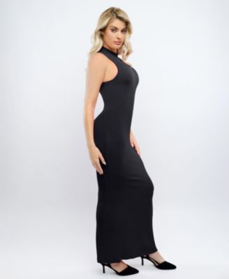 Women's Shapewear Modal Cutaway Mock Neck Slimming Maxi Dress
