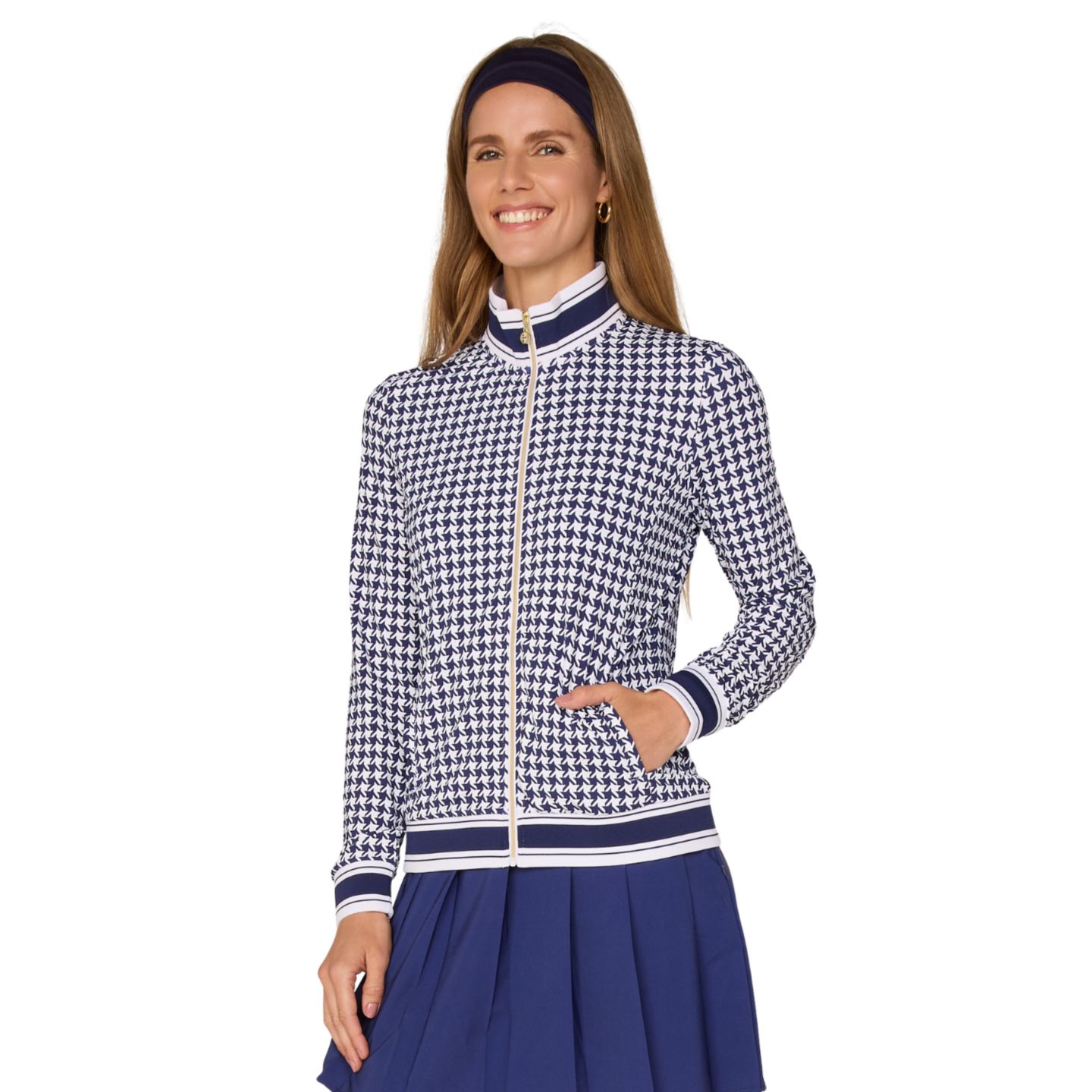 Женская куртка G Lifestyle Clothing Rib Trim, цвет: Тёмно-синяя гусиная лапка — фото 3