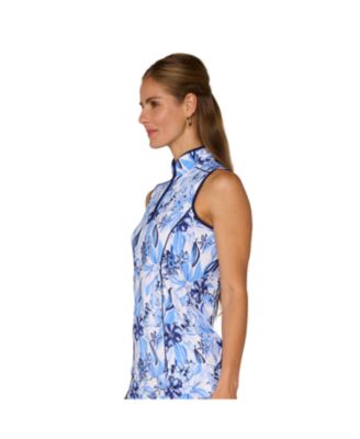 G Lifestyle Sleeveless Piping Mock Neck Top