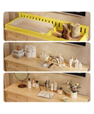 Solid Wood Changing Table with 12 Drawers and Guardrails, Chest of Drawers
