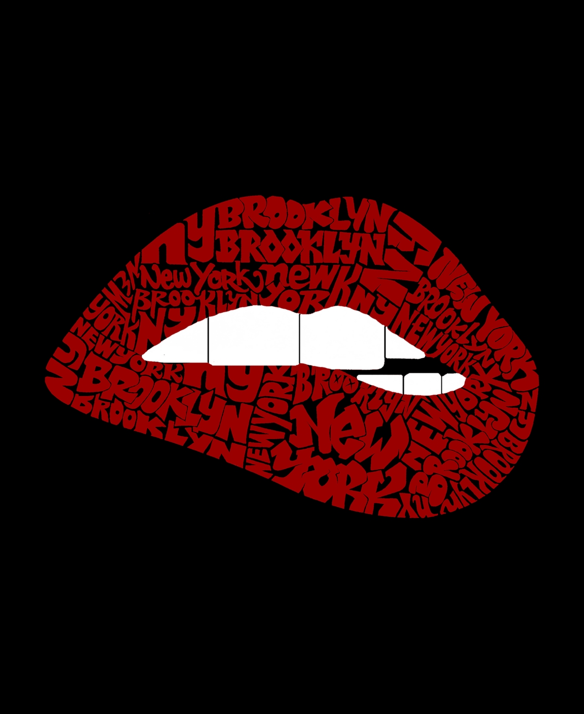 La Pop Art Women's Brooklyn Lips Word Art Long Sleeve T-shirt In Multi