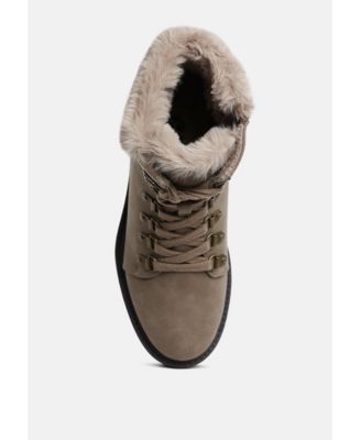 Womens Maranta Faux Fur Collar Ankle Boots