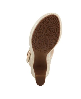 Women's DADE-WOVEN Textured Platform Sandals with Metallic Button Detail