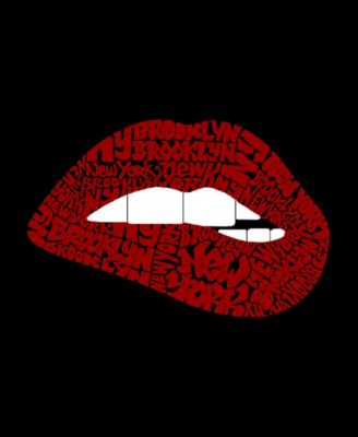 Women's Brooklyn Lips Word Art V-Neck T-Shirt