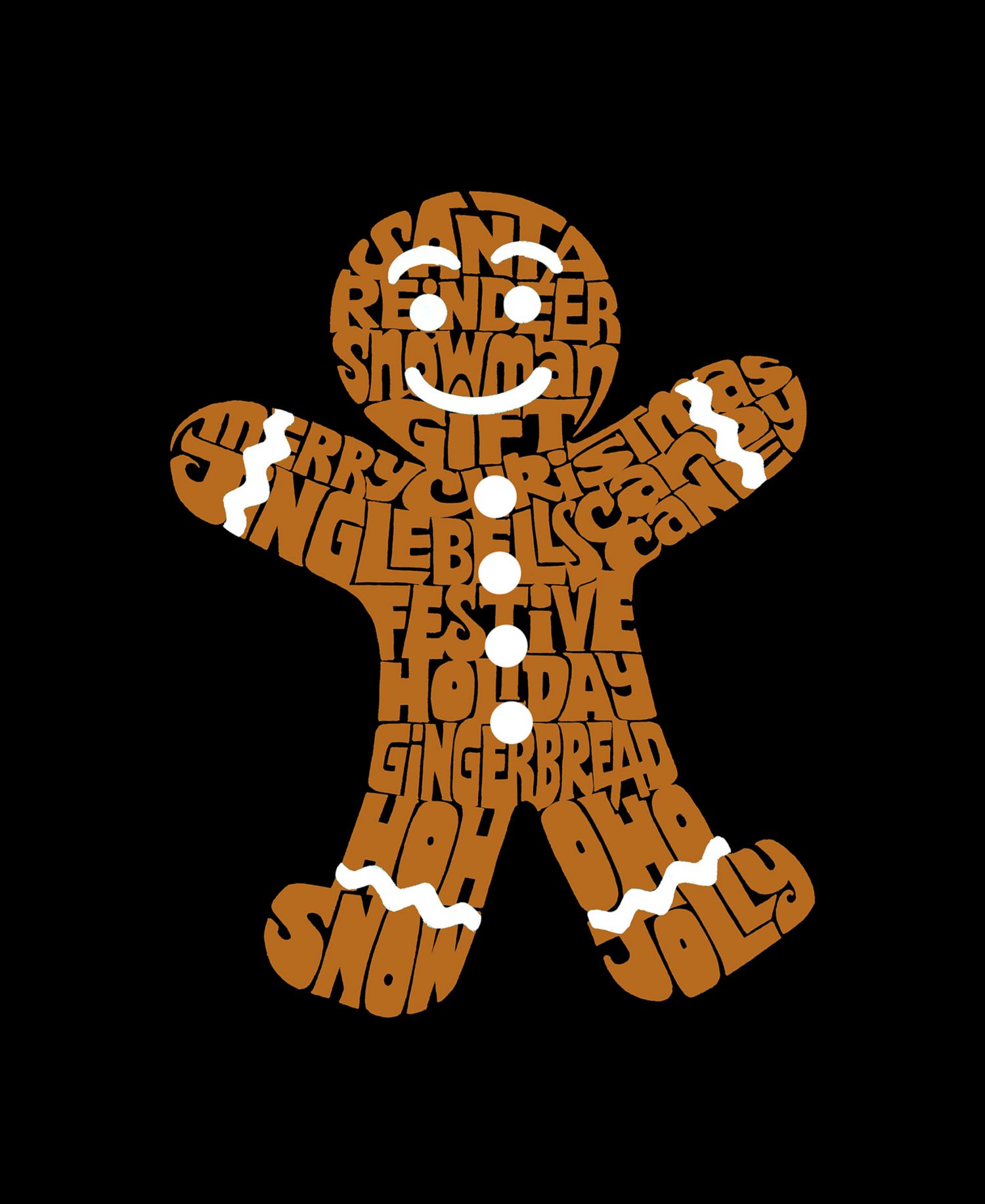 Women's Gingerbread Word Art V-Neck T-Shirt