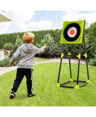 4-in-1 Throwing Target Game Set with Axes, Darts, Bow & Arrows for Kids and Adults