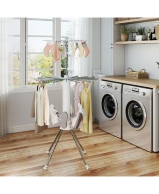 Foldable Clothes Drying Rack with Wheels, Double-Layer Heavy-Duty Laundry Stand for Indoor and Outdoor Use