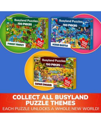 100 Piece Puzzles for Kids Ages 6-8 – Intricately Illustrated Safari Animals Puzzle for Kids Ages 8-10 – Educational Busyland Game Packed