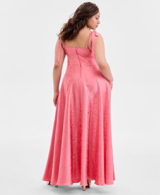 Trendy Plus Size Shoulder-Tie Side-Slit Gown