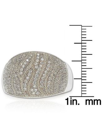 Sterling Silver Cubic Zirconia Pave Wide Band Ring