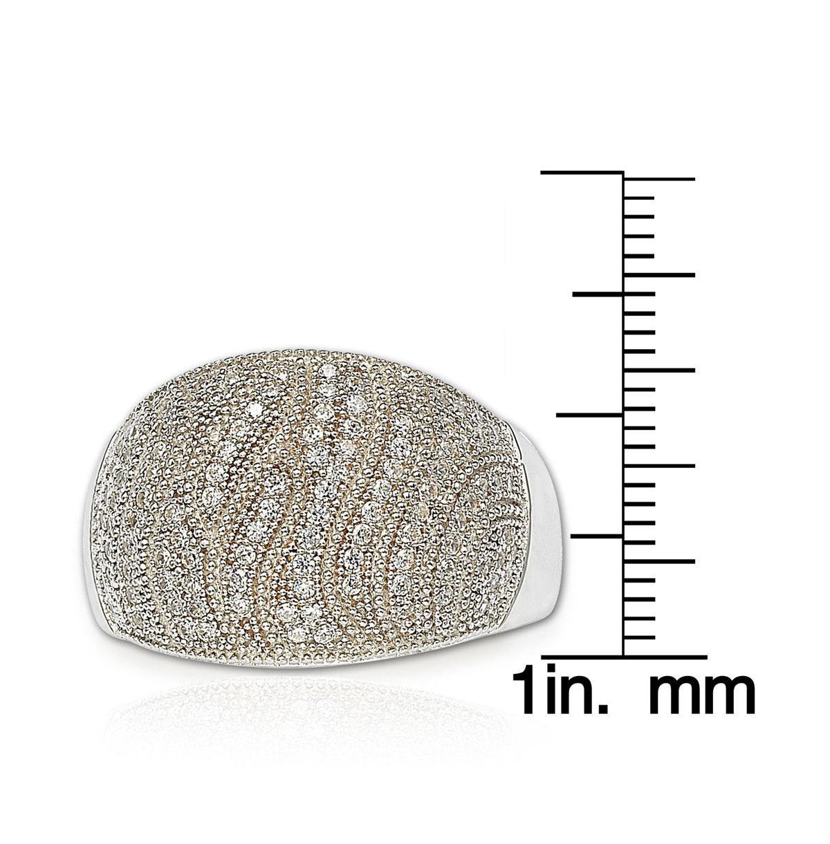 Suzy Levian Sterling Silver Cubic Zirconia Pave Wave Band Ring