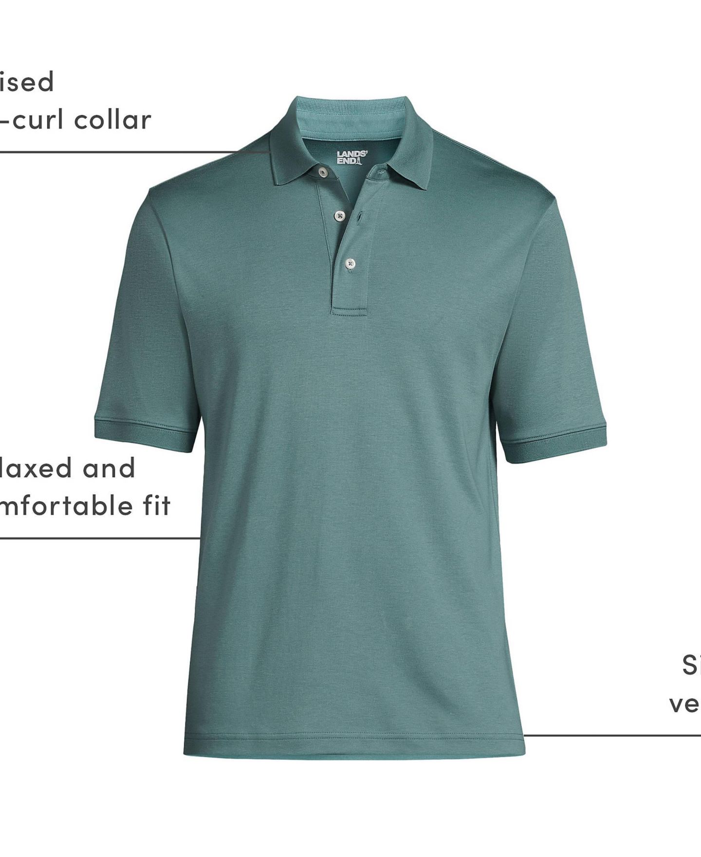Мужское поло Lands' End Short Sleeve Cotton Supima Polo Shirt, цвет: Tourmaline — фото 4