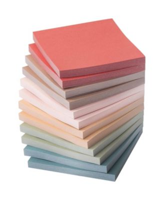 Sticky Notes, 3”x3”, 12 Pads, Vintage Colors Sticky Notes,