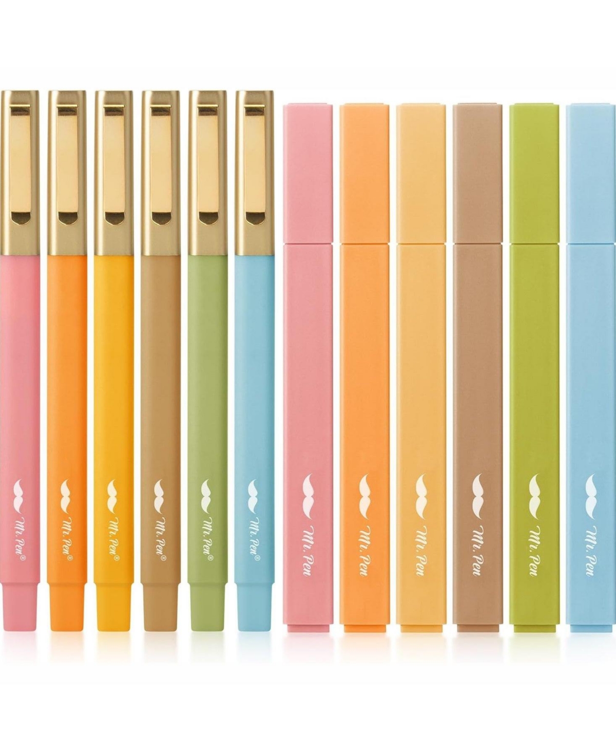 Mr. Pen Aesthetic Highlighter and Pen No Bleed, 12 Pack, Pastel Color