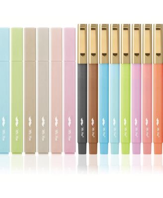 Aesthetic Highlighter and Pen No Bleed, 16 Pack, Black Ink