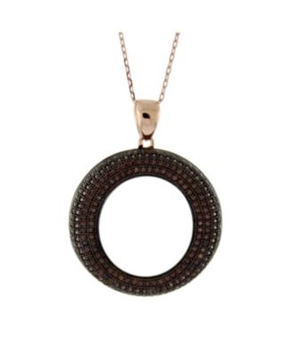 Suzy Levian Sterling Silver Brown Cubic Zirconia Pave Circle Pendant