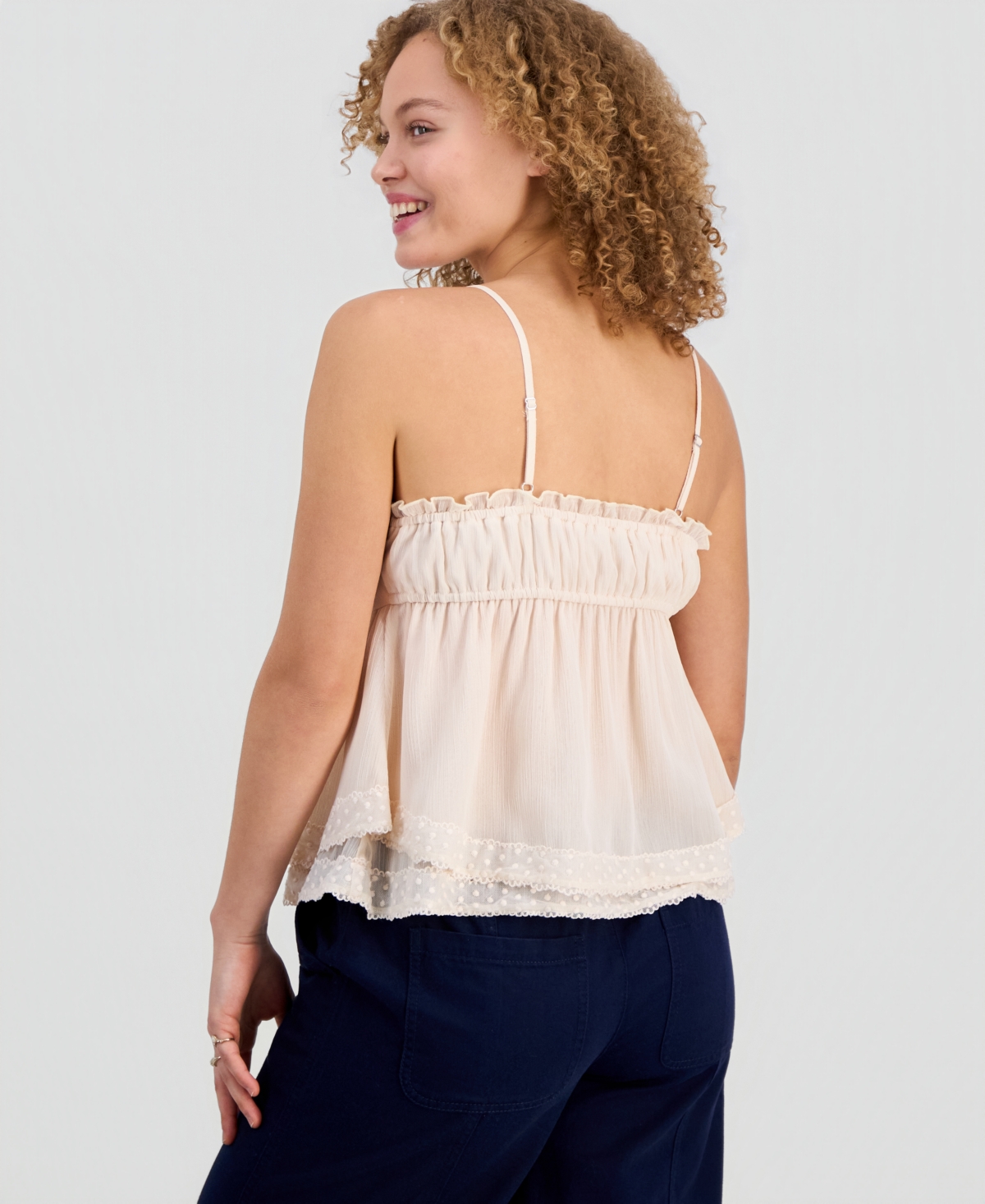 Madden Girl Juniors' Lace-Trim Babydoll Top