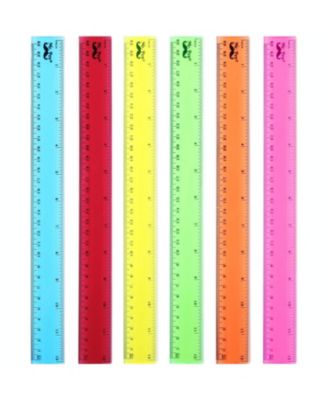 12 Inch, 6 Pack, Assorted Colors, Kids Ruler for School with