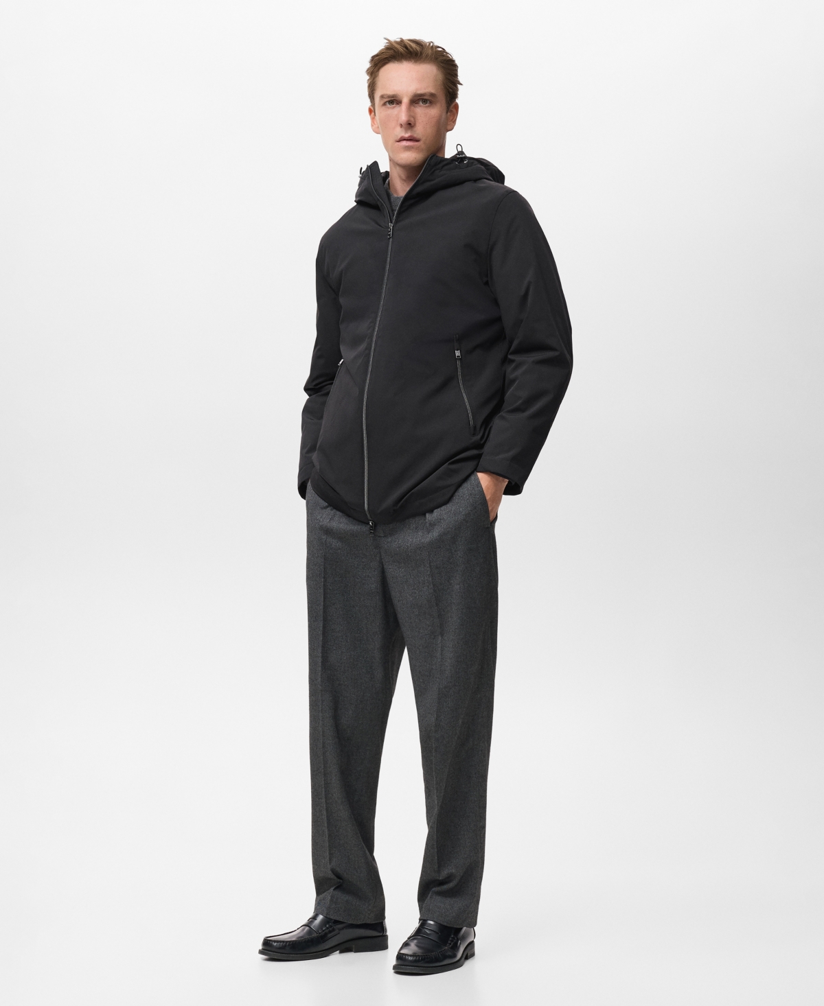 Mango Men's Water-Repellent Hooded Parka