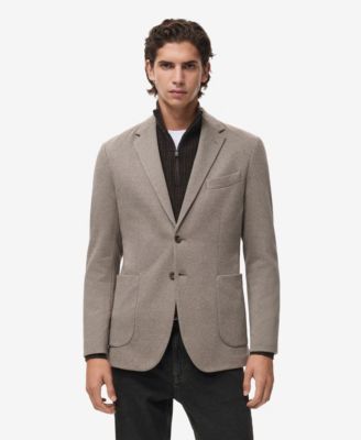 MANGO - Men's Slim-Fit Micro-Houndstooth Jacket