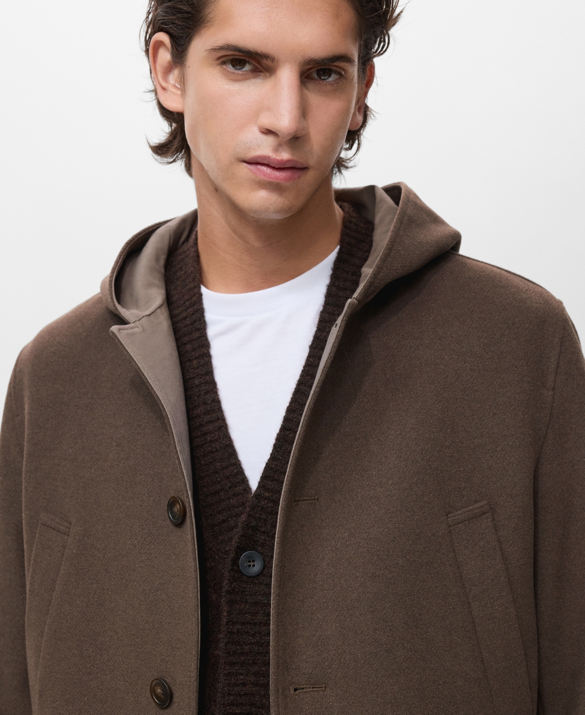 Mango Men's Hooded Wool Coat