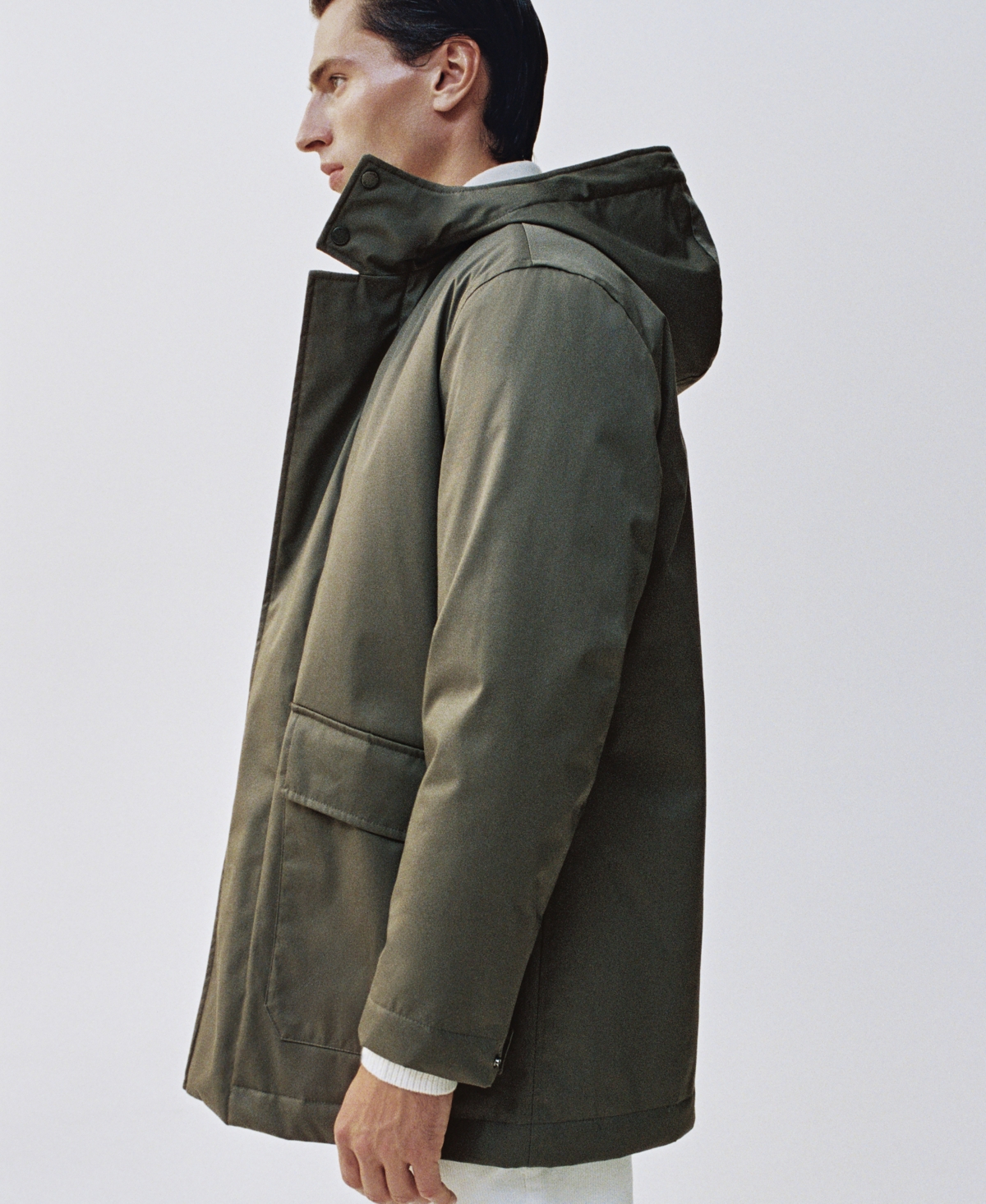 Mango Men's Water-Repellent Hood Quilted Parka