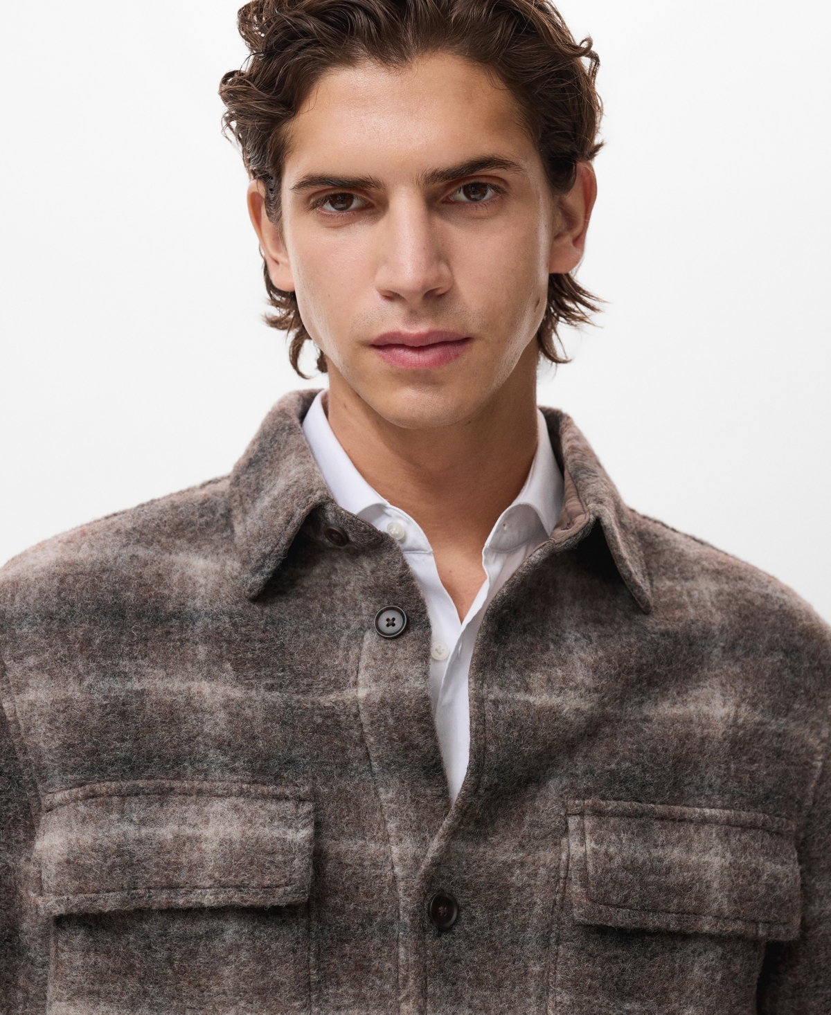 Mango Men's Wool-Blend Check Jacket