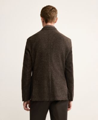Men's Slim-Fit Micro-Check Wool-Blend Jacket