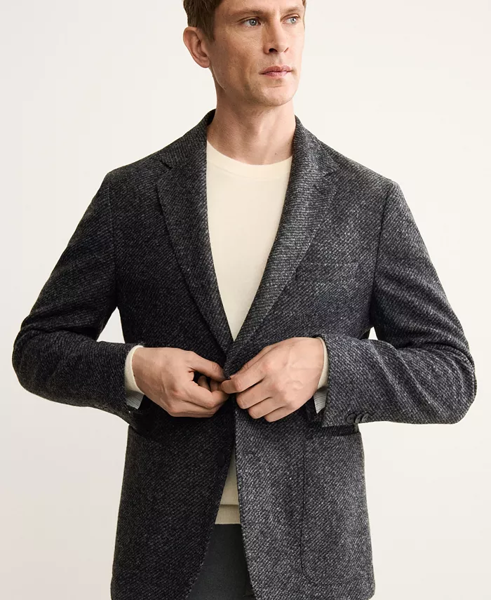 Men's Slim Fit Wool Blend Blazer - thumbnail 2