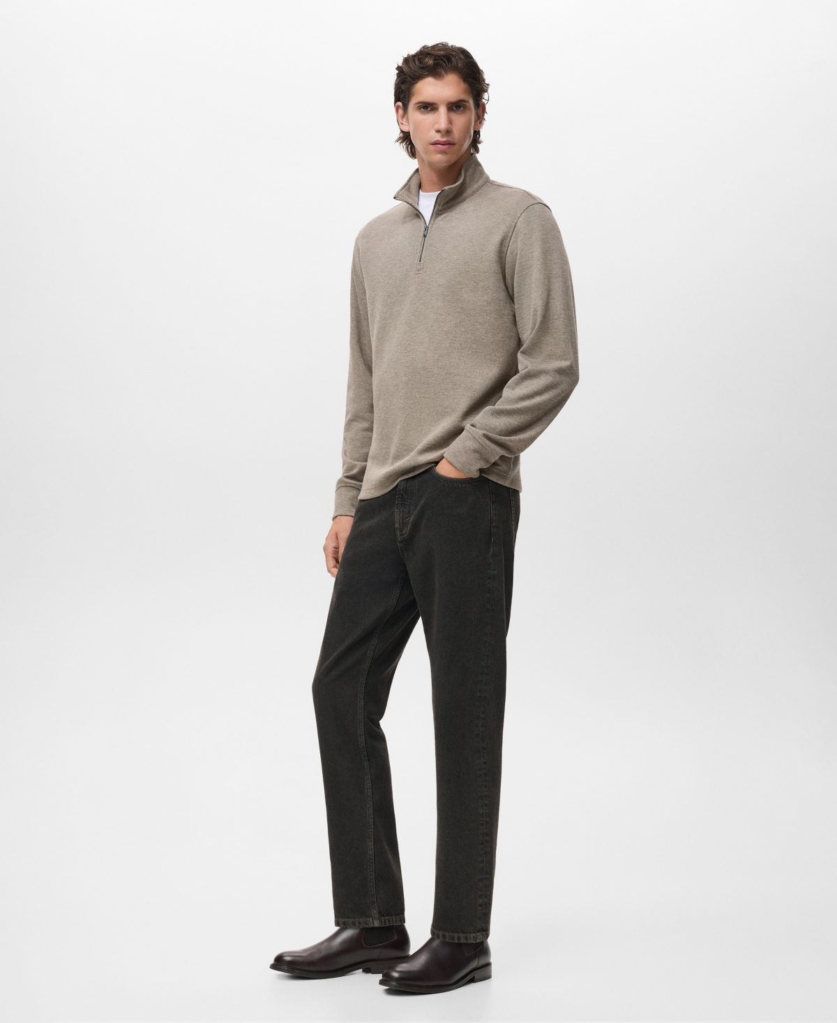 Mango Men's Regular-Fit Zip-Up Sweatshirt