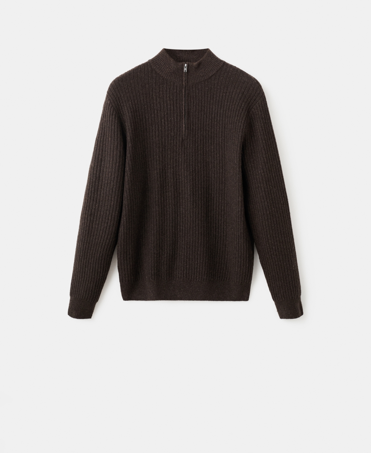 Mango Men's Zip Neck Ribbed Sweater