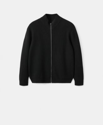 Men's Ribbed-Knit Zipper Cardigan