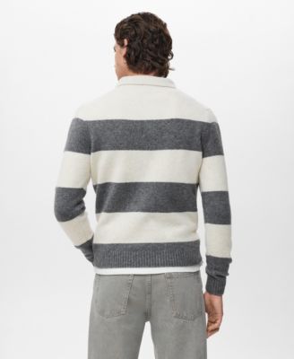 Men's Knitted Wool Blend Polo Sweater
