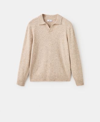 Men's Knitted Wool Blend Polo Sweater