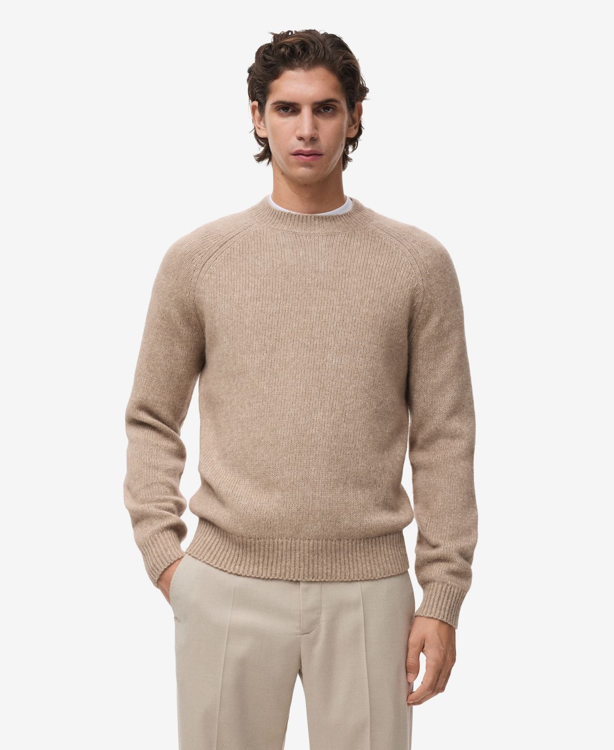 Мужской свитер тонкой вязки из смесовой шерсти