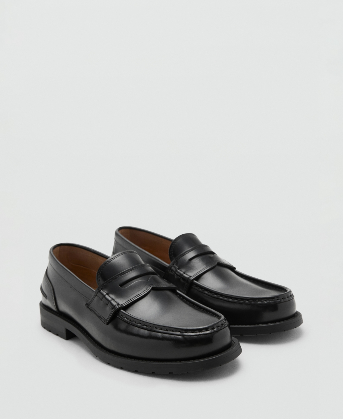 Mango Men's Leather Penny Loafers