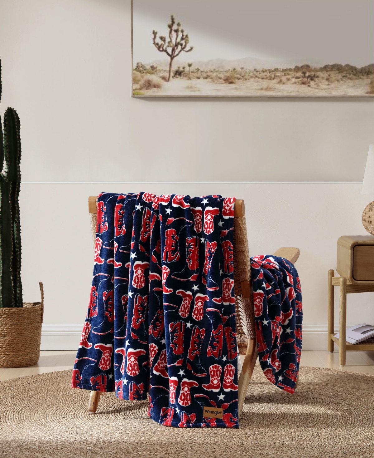 Wrangler Americana Printed Ultra Soft Plush Fleece Throw, 50" x 70"