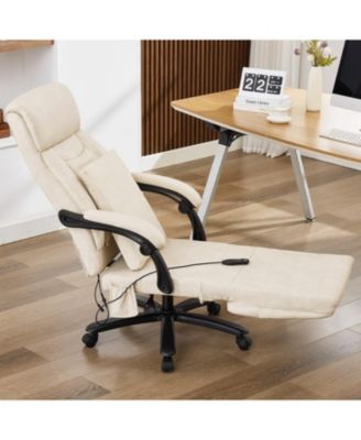 Reclining Office Chair with Massage & Footrest, PU Leather Swivel Desk Chair for Home Office or Relaxation Corner, 500 lbs