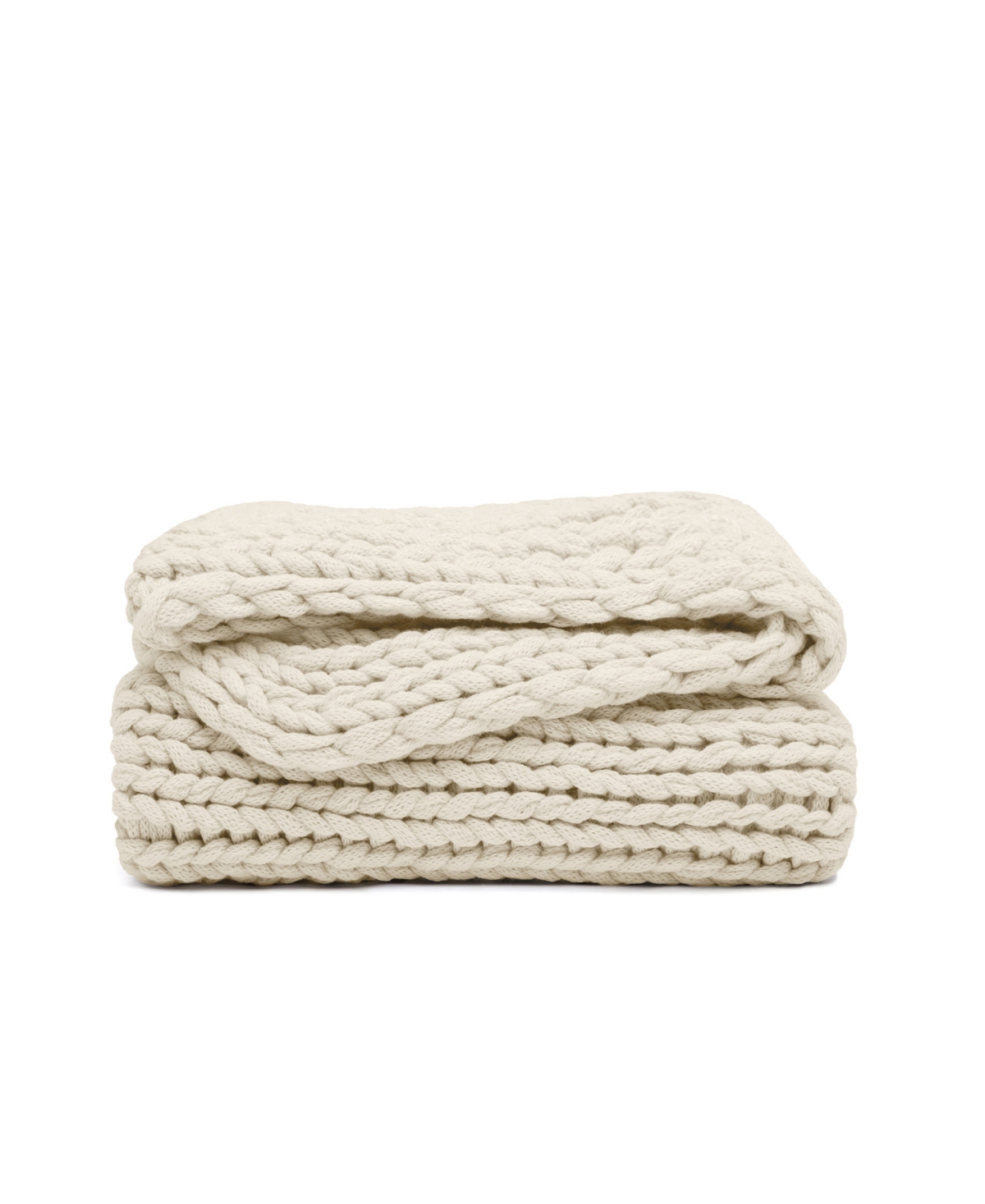 Ienjoy Home Eucalyptus Oversized Chunky Hand-knit Throw, 59" X 47" In Neutral
