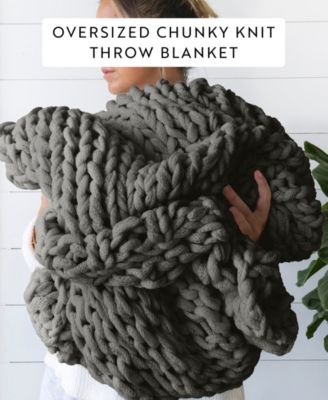 Oversized Chunky Hand-knit Throw, 59" x 47"