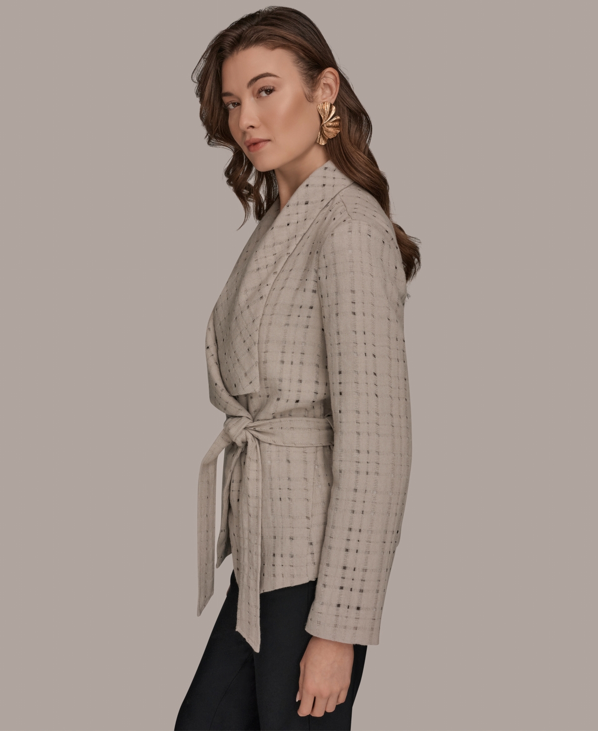 Donna Karan Women's Wrap Jacket With Belt In Neutral
