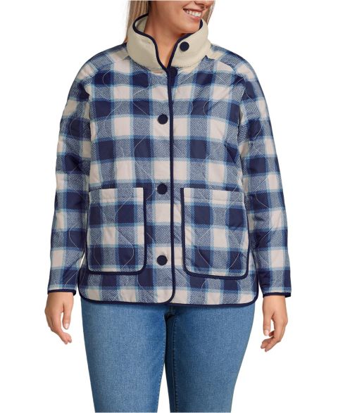 Женские куртки Lands' End Plus Size High Pile Fleece Reversible Mixed Media Long Jacket